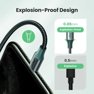 UGREEN original mfi สายเคเบิ้ล USB C แปลงเป็น ไลท์นิ่ง สีเขียวเข้ม สําหรับโทรศัพท์มือถือ 1M
