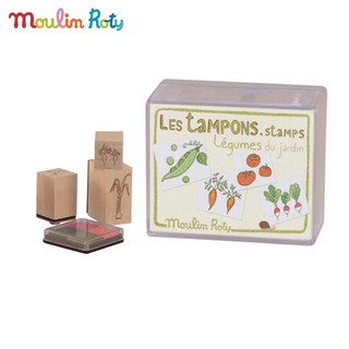 Moulin Roty ชุดตัวปั้มยาง Stamper ลายผักสวนครัว+ถาดหมึก MR-712294