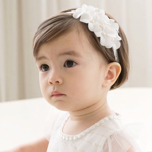 HB321 ที่คาดผมเด็กกลุ่มดอกไม้สีขาว