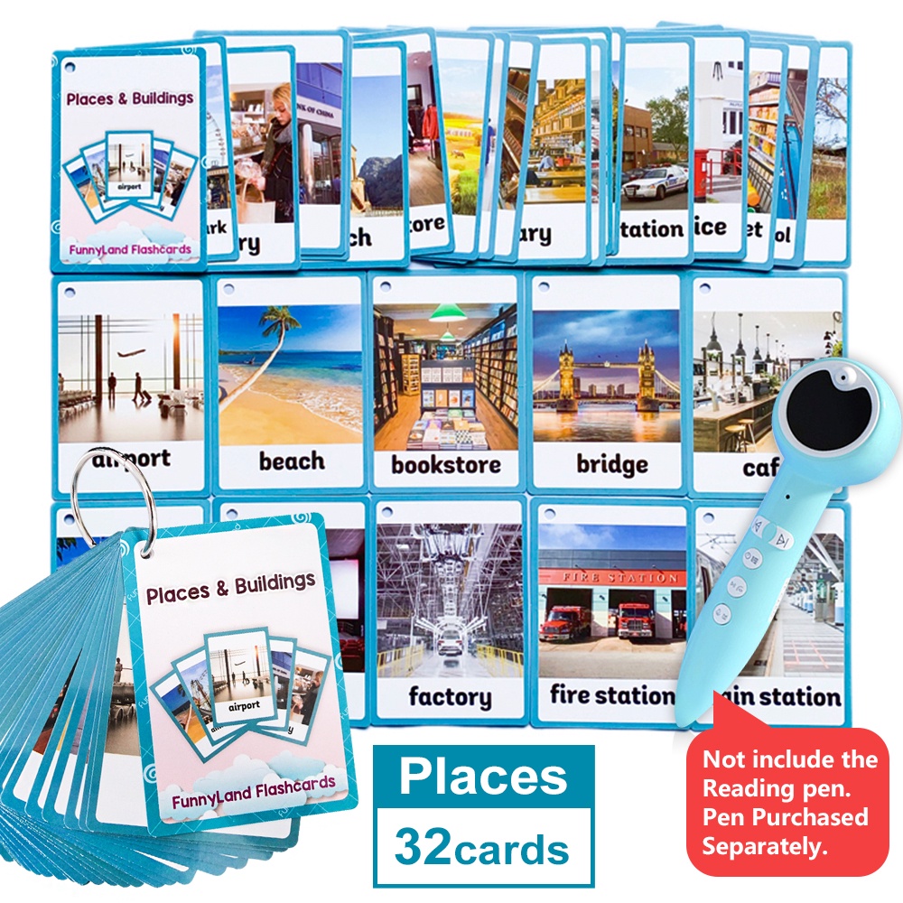 Places Building Cognitive Card Kids Learn English Word Literacy Education Toys Smart Reading Pen