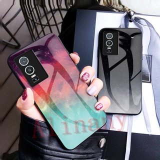 เคสแข็ง Vivo Y76 5G ฝาครอบกรณี Tempered Glass Casing Vivo Y76 VivoY76 5G เคสโทรศัพท์ Back Cover