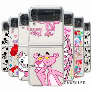 เคสโทรศัพท์มือถือ PC แข็ง ใส กันกระแทก ลายการ์ตูน Pink Panther น่ารัก สําหรับ Samsung Galaxy Z Flip 3 5G Z Flip 4 Z Flip 4 Z Flip 3 flip4 Flip3