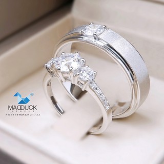 Madduckjewels แหวนเงินแท้ เพชร CZ ชุบโรเดียม RG1418WGR-RG1733