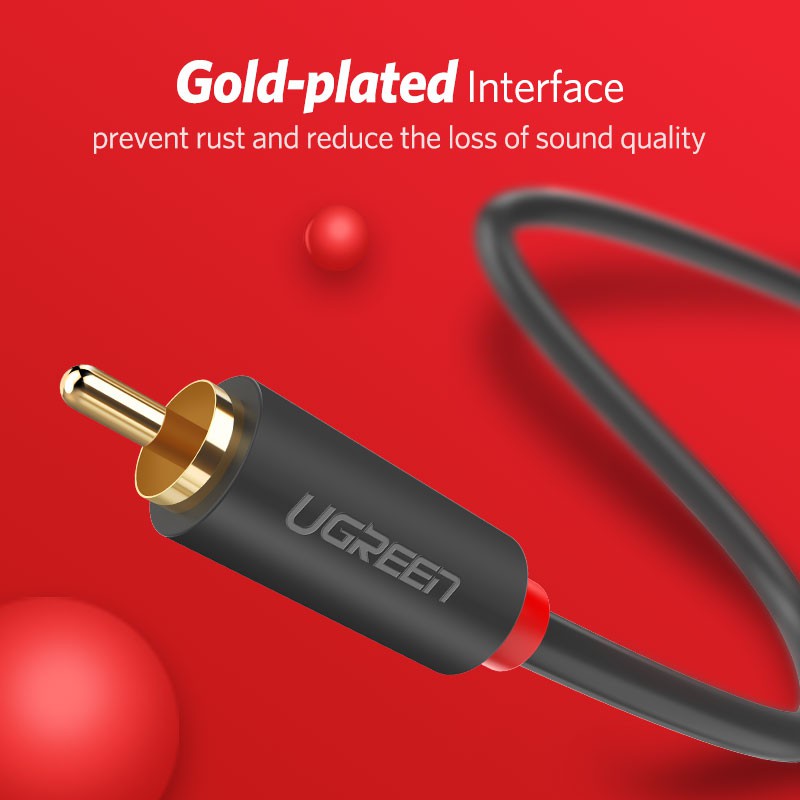 UGREEN สายเคเบิ้ลเสียงสเตอริโอเคลือบทอง 2RCA Male เชื่อมต่อเข้า 2RCA Male สําหรับ home theater