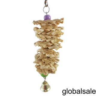 [GLOBAL] Hanging Cage Bird Chewing Toy with Bell Natural Grass Animal Bite Swing Climbing Chew Toy