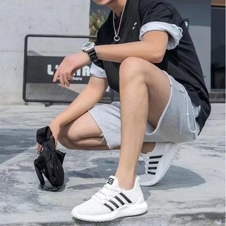 GFShop ⚽️🏆 รองเท้าผ้าใบกีฬาสุดเก๋ แต่งลายขีด🌈 ใส่วิ่งก็ได้ใส่เที่ยวก็เท่💥