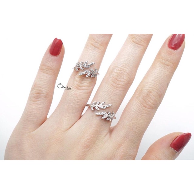 แหวนใบมะกอก เพชร CZ Orachat