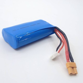 แบตเตอรี่ ขนาด 7.4V. 2500mAh สายสองเส้น แจ็คขาว-เหลือง