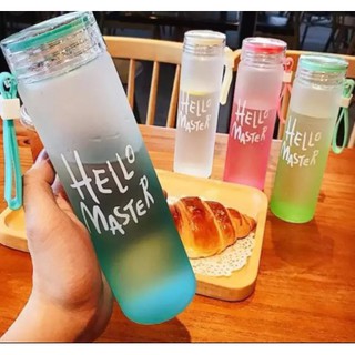 **แบบใหม่** กระบอกน้ำมีหูหิ้ว ขวดน้ำมีหูหิ้ว HELLO MASTER ขนาด 400ml (BB352)