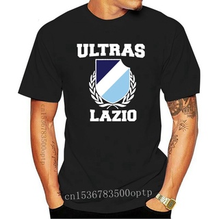 ROUND คอลูกเรือเสื้อยืดแขนสั้น ผ้าฝ้าย พิมพ์ลาย Ultras Lazio สีดํา แฟชั่นบอททอม สําหรับผู้ชาย-4XL