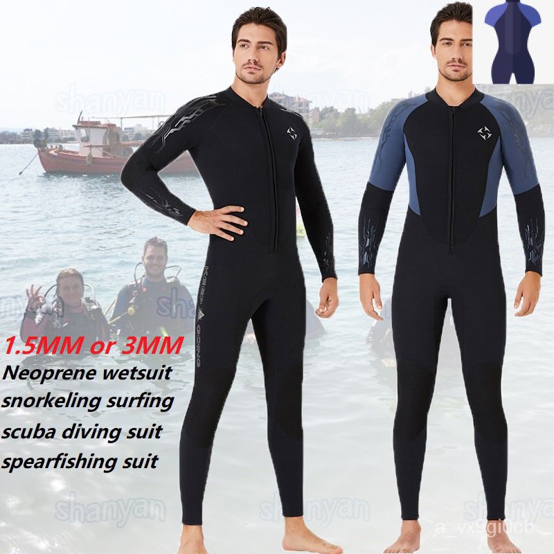 Dive&Sail 1.5 มม. หรือ 3 มม. Neoprene Wetsuit ชุดดําน้ําดําน้ําชุดกีฬาด้านหน้ามีซิปดําน้ําชิ้นเดียว 