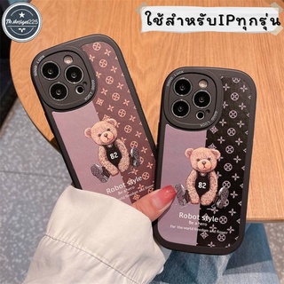 -พร้อมส่งในไทย-เคสซิลิโคน สกีนลายหมีแบหลุยดำ/น้ำตาล TPU นิ่ม ใช้สำหรับIPทุกรุ่น #1023