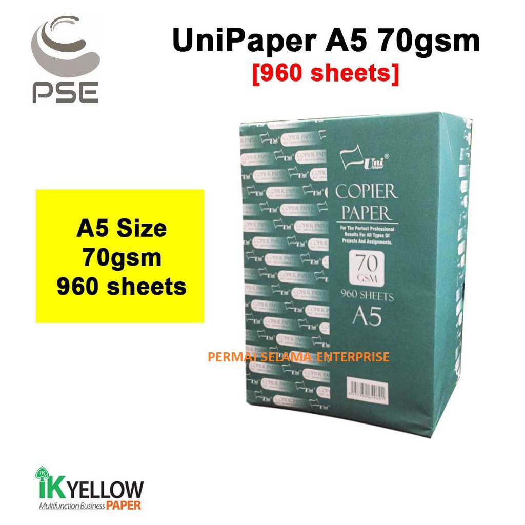 Uni Paper A5 Copier Paper 70gsm A5 PAPER (960 แผ่น/แพ็ค)