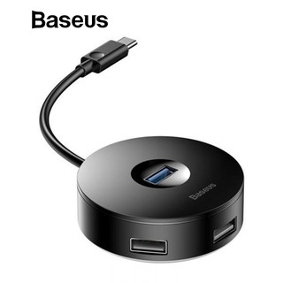 BASEUS อะแด็ปเตอร์วงกลม 4 in 1 Smart Converter Round Box Hub Adapter Type-C และ USB สำหรับ Macbook Laptop