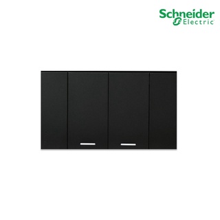 Schneider Electric ชุดสวิตช์ 2 ทาง ขนาด 1.5 ช่อง 2 ตัว +ฝาครอบ 3 ช่อง สีดำ รุ่น AvatarOn A