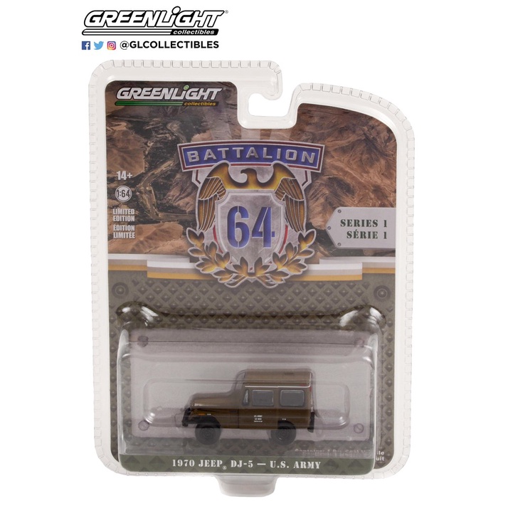 Greenlight 1/64 Battalion 64 Series 1 - 1970 Jeep DJ-5 - U.S. Army 61010-C