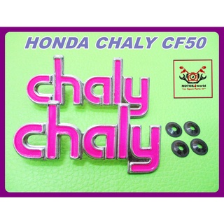 HONDA CHALY CF50 BODY EMBLEM "PINK" DECAL RH&amp;LH // โลโก้ติดตัวถัง HONDA CHALY CF50 สีชมพู ซ้าย-ขวา สินค้าคุณภาพดี