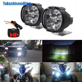 Takashiseedling ไฟตัดหมอก 6 Led สีขาวกันน้ําสําหรับรถจักรยานยนต์ 2 ชิ้น