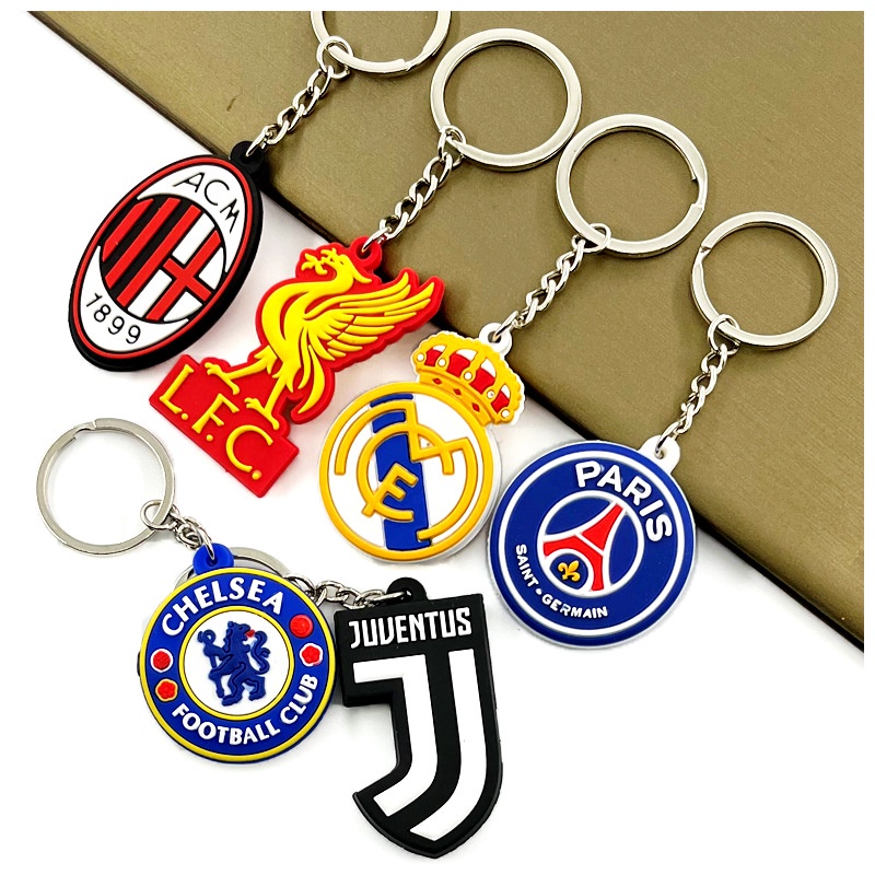พวงกุญแจ จี้รูปฟุตบอล Liverpool Tottenham Real Madrid Chelsea AC Milan Paris Juventus