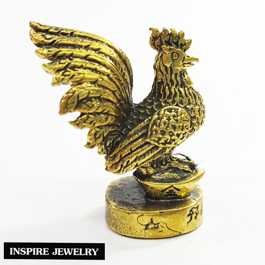 Inspire Jewelry (NN) ,ไก่เหยีบก้อนทอง ทองเหลือง จิ๋ว 2CM นำโชค ร่ำรวย .