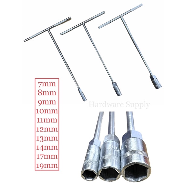 Tee Socket Spanner 7mm ถึง 19mm Tee ประแจซ็อกเก็ต 7mm8mm9mm10mm11mm12mm13mm14mm17mm19mm