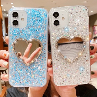 เคสโทรศัพท์ซิลิโคน แบบนิ่ม ลายกากเพชร มีกระจก สําหรับ OPPO A96 A95 A94 A91 A74 A52 A72 A92 A55 A54 A53 A32 A15 A16 A31 A5 A9 2020 A8 A7 A5S A3S A83 A1