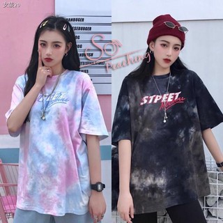 Fulllove ​(พร​้​อ​มส่ง)​ เสื้อยืดพิมพ์ลายมัดย้อม Oversize มี2สี รุ่น916