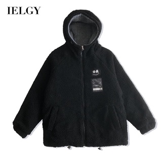 Ielgy เสื้อแจ็กเก็ต มีฮู้ด ผ้าฝ้ายแคชเมียร์ สไตล์ฮ่องกง สําหรับผู้ชาย