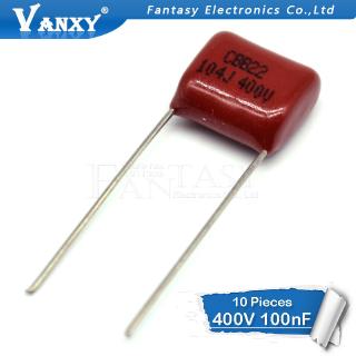 10PCS 400V104J Pitch 10mm 0.1UF 100NF 400V 104 CBB Polypropylene film capacitor