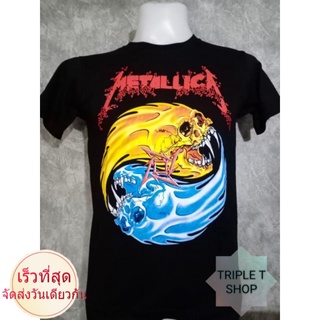 TSHIRTฝ้ายเสื้อยืดคอกลม สกรีนลาย METALLICA (รหัส 20)s-5xl