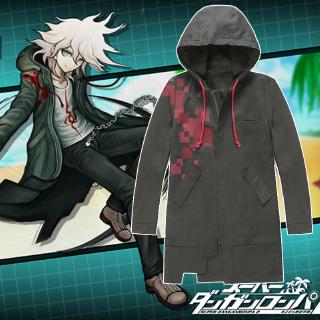 danganronpa 2 nagito komaeda เสื้อโค้ทแจ็คเก็ตยาวมีฮู้ดสีเขียวทหาร