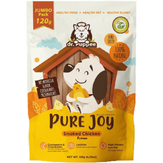 PURE Joy Smoked Chicken ขนมเพียวจอย ขนมสุนัขเพื่อสุขภาพ สูตรไก่รมควัน หอม อร่อย ช่วยบำรุงข้อกระดูก (120g) by dr.Puppee