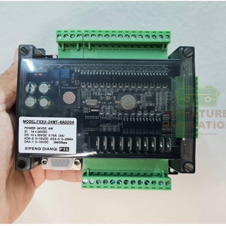 PLC FX3U 24MT บอร์ดควบคุมอุตสาหกรรม FX3U-24MT ชนิดอะนาล็อค 6AD+2DA 24 โวลต์ เอาต์พุตทรานซิสเตอร์ (MI-FX3U-24MT)