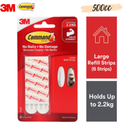 3M Command แถบเติมขนาดใหญ่ (Holds Up To 2.2kg) (6 ชิ้น/ชิ้น) กาวติดผนัง 051131-85126-9