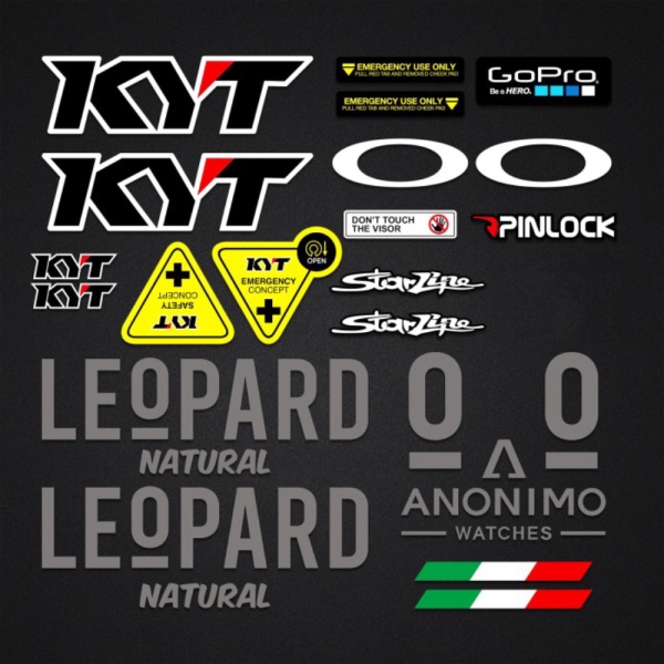 Putih Kyt Full Set Leopard Helmet Sticker / Sticker - Dalla Porta - คุณภาพสีขาว