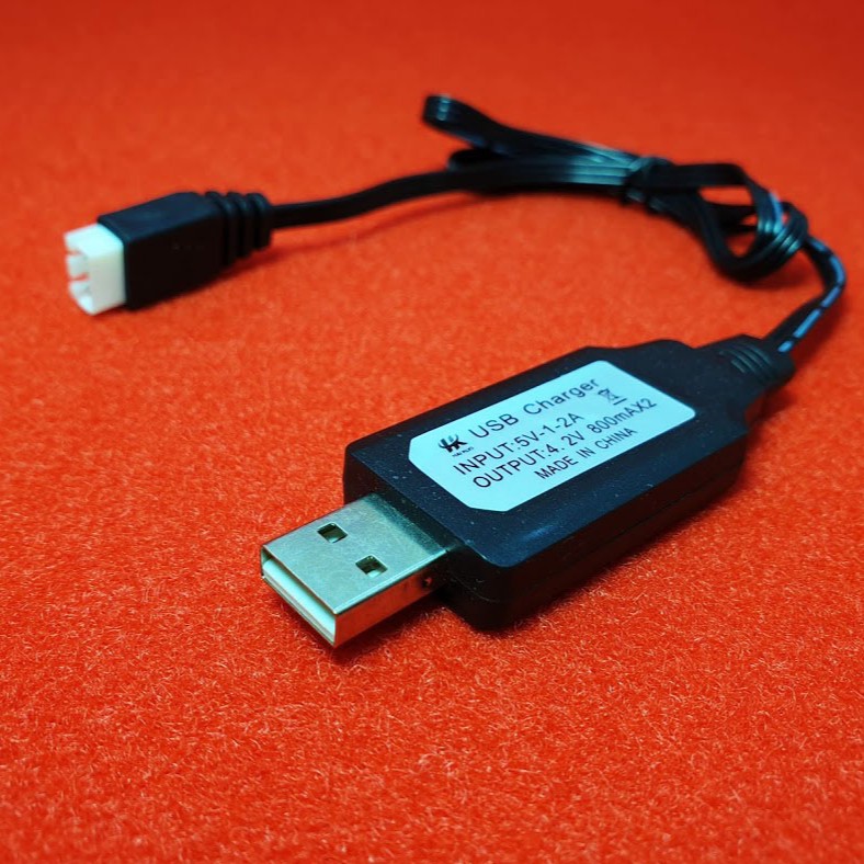 สายชาร์จไฟ USB Changer สำหรับแบตเตอรี่ ปลั๊กขาว 3 เข็ม 4.2V