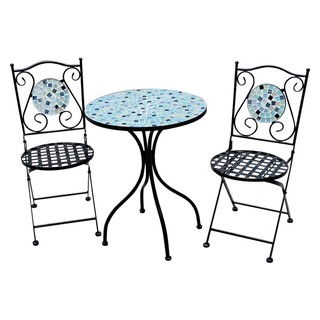 Table and chairs set STEEL DINING PATIO SET SPRING STEEL CYAN Outdoor furniture Garden decoration accessories ชุดโต๊ะเก้