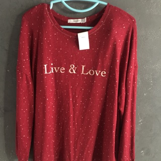 เสื้อแขนยาวLive&amp;Love สีแดง ลายดาว จั้มแขน มีเชือกผูกที่ชายเสื้อ มือ1 ป้ายห้อย ป้ายwomen secret