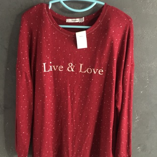 เสื้อแขนยาวLive&amp;Love สีแดง ลายดาว จั้มแขน มีเชือกผูกที่ชายเสื้อ มือ1 ป้ายห้อย ป้ายwomen secret