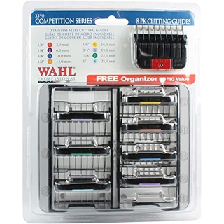 WAHL Professional 8-Pack Stainless Steel Cutting Guides ฟันรองตัดบัตตาเลี่ยนสแตนเลสแท้100%Wahl ตัวรองตัดสแตนเลสแพ็ค8ชิ้น