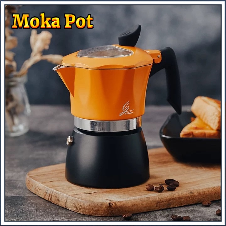 ☕☕☕150/300ML Moka Pot กาต้มกาแฟสดพกพา หม้อต้มกาแฟ ทรงแปดเหลี่ยม (ด้ามจับเป็นพลาสติกลายไม้) – โปรปัง