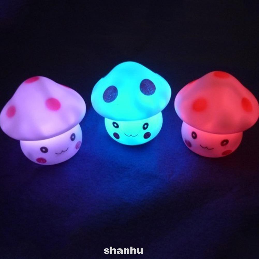 Bedroom Sleeping LED Lamp Button Control Durable Cute Mushroom Shape