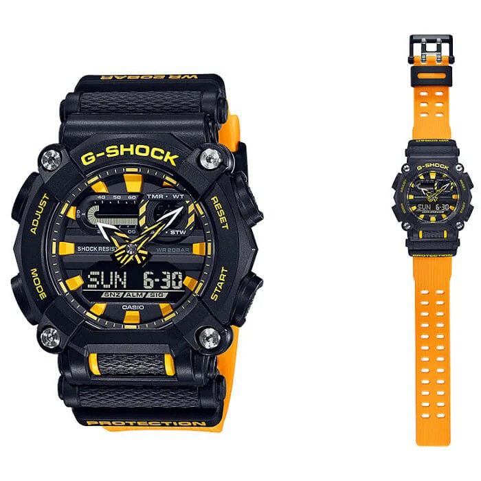 เหมาะสําหรับ g-shock GA-900A-1A9DR สีดําสีเหลืองกีฬานาฬิกา GA-900A-1A9 เรซิ่นสายนาฬิกา gx92