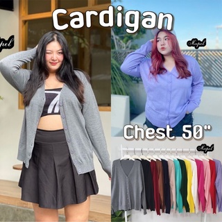 MG0033 เสื้อคลุมไหมพรม ไซส์ใหญ่ Cardigan อก50 คาร์ดิเเกน ไหมพรมละเอียด นุ่ม กระดุมหน้า ไซส์ใหญ่ เสื้อกันหนาว​