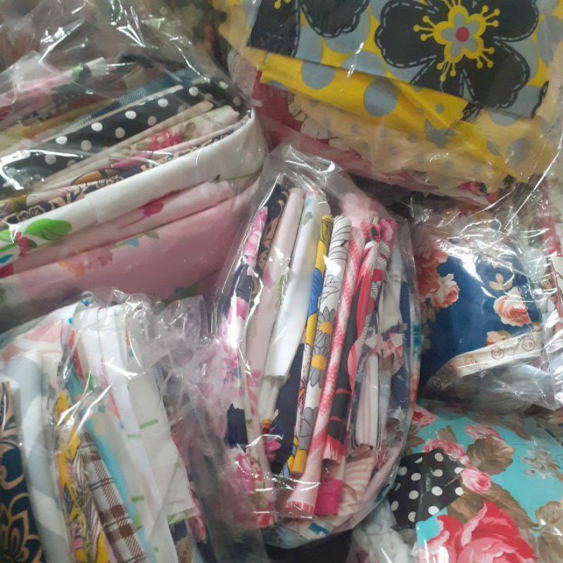 ผ้าปึก เศษผ้าสำหรับงานฝีมือ คละขนาด ลายสกอต ลายริ้ว ผ้างานประดิษฐ์ ผ้าชั่งกิโล เนื้อดี คอตตอล cotton