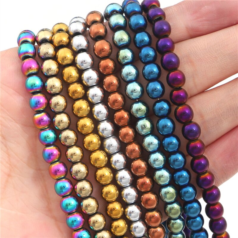 ลูกปัดหินธรรมชาติสีเงินสําหรับทําเครื่องประดับสร้อยคอต่างหูสร้อยข้อมือ 2/3/4/6 มม.
