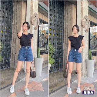 กางเกงยีนส์ขาสั้น ไม่สั้นมาก ผ้ายีนส์ยืด เอวสูง 2 กระดุม #NN5604