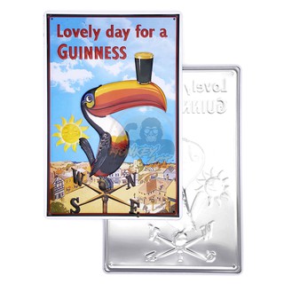 ป้ายสังกะสีวินเทจ Lovely day for a Guinness (ปั๊มนูน), ขนาด 20x30 ซม.