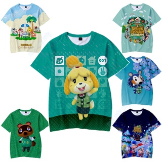 Animal Crossing เสื้อยืดแขนสั้นลําลอง พิมพ์ลายสัตว์ แฟชั่นสําหรับเด็กผู้ชาย และเด็กผู้หญิง