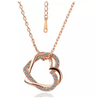 TANITTgems สร้อยคอRose Goldประดับจี้หัวใจคู่รักฝังคริสตัลออสเตรีย